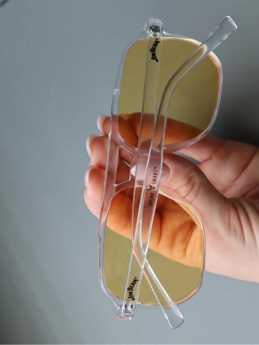 Clear Frame Sunglasses with Gold Lenses - Men Accessories